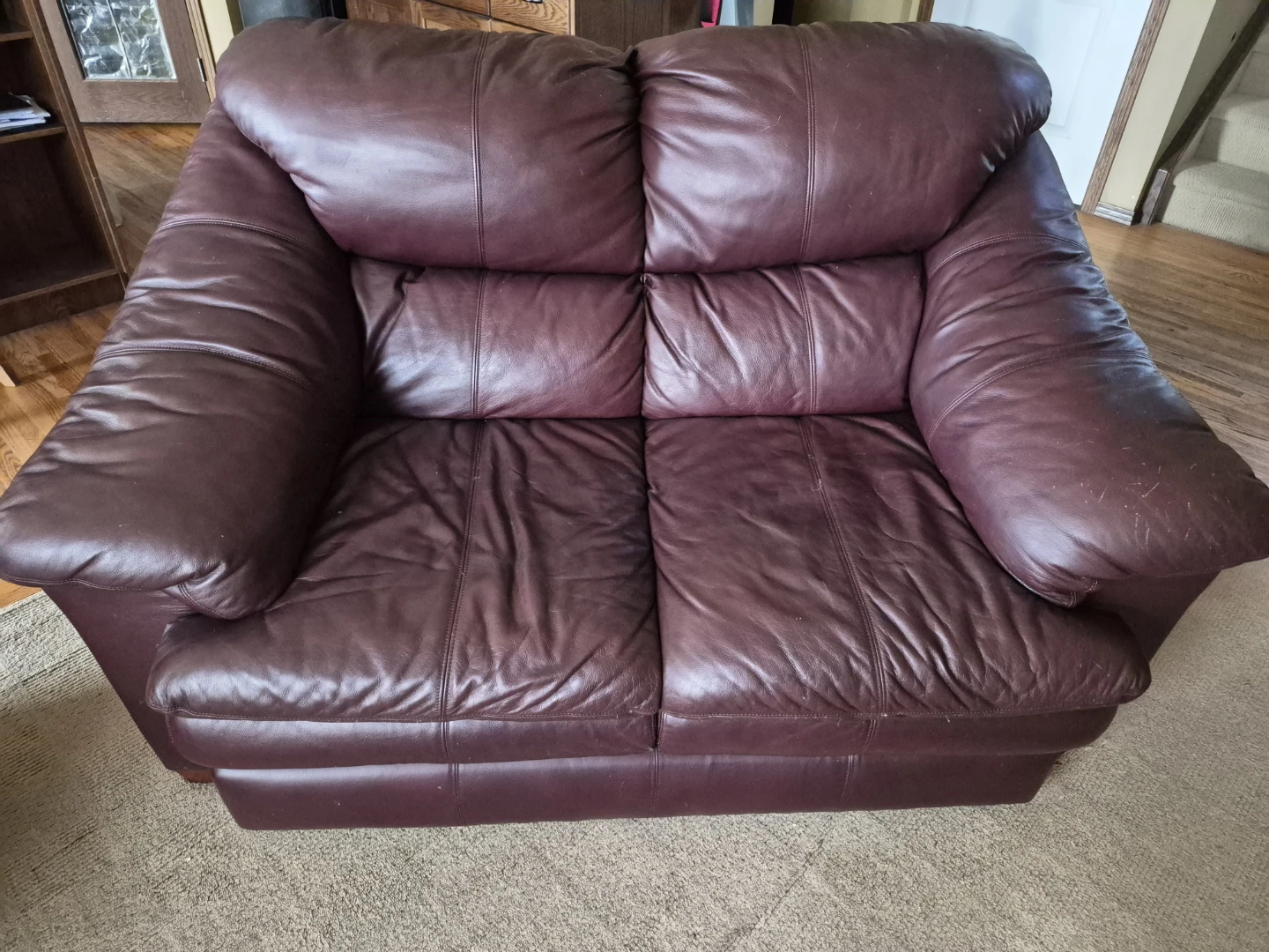 Burgundy Leather Sofa and Loveseat - photo 4