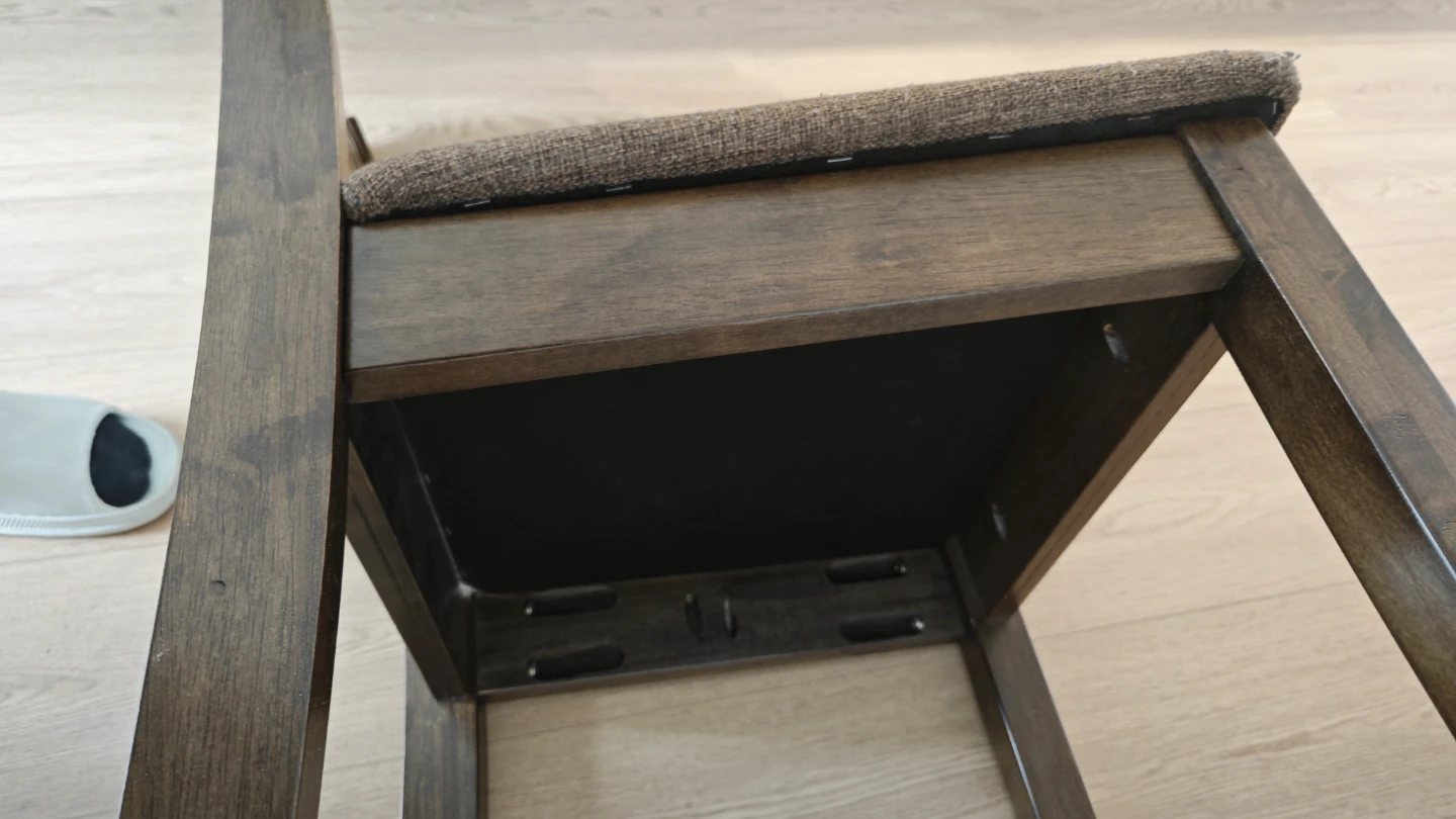 Dark Wood Dining Chair with Brown Upholstered Seat - photo 4