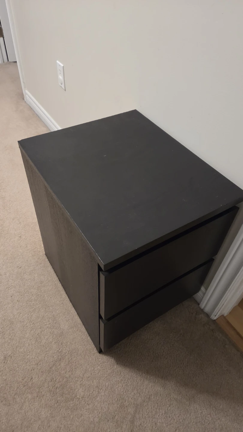 Black 2-Drawer Nightstand matching set