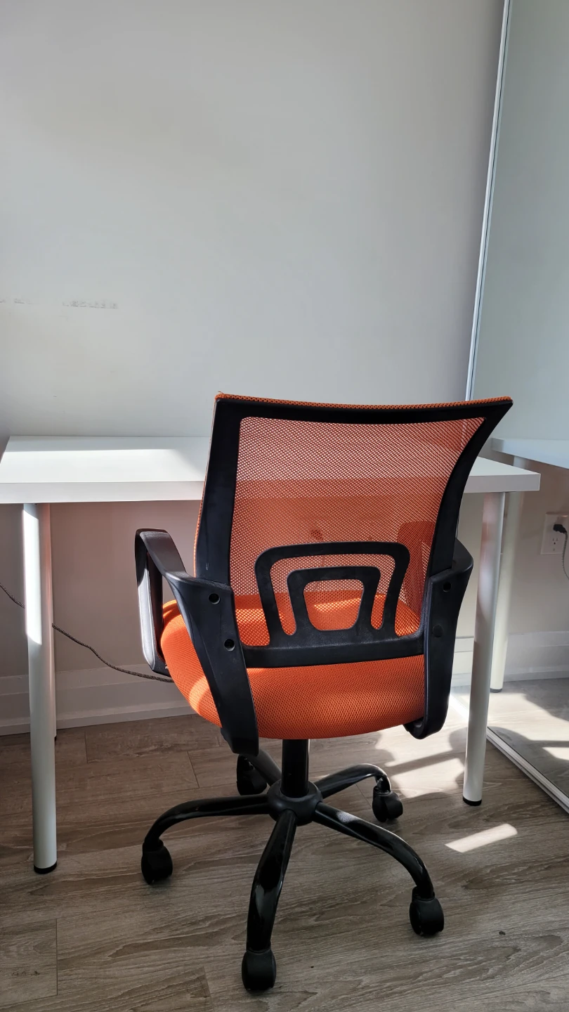 💫 IKEA White Desk & Orange Mesh Office Chair