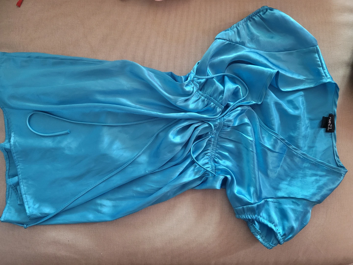 rue21 Blue Satin Ruched Top