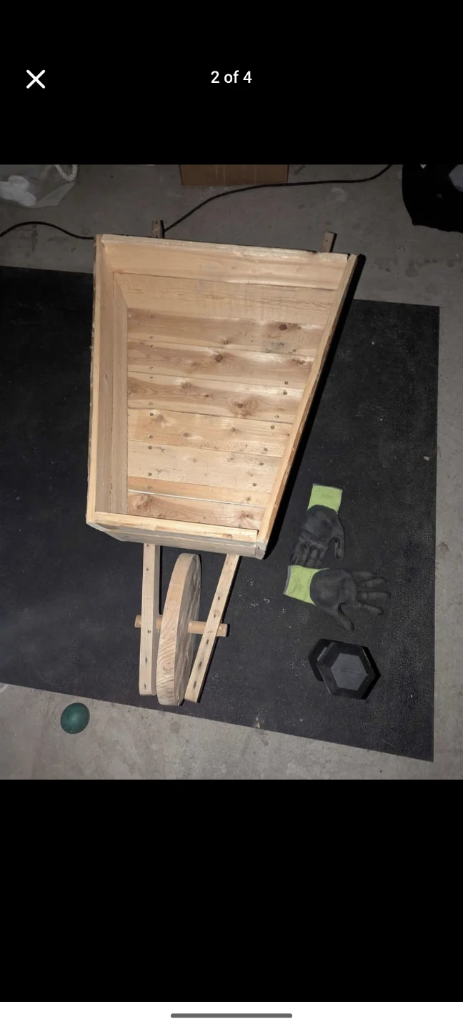 Brand New never used Wooden Wheelbarrow Planter - photo 2