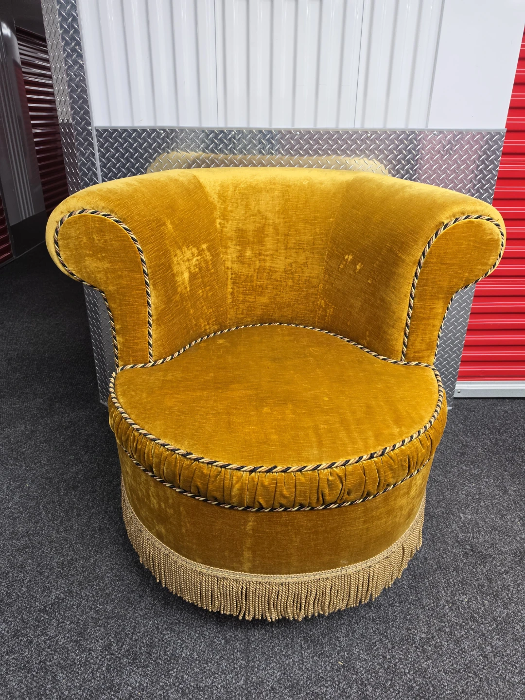 Vintage Mustard Yellow Velvet Accent Chair