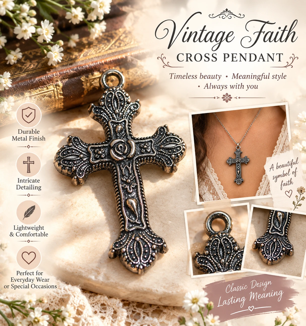 ✝️Vintage Faith Cross Pendant✝️
