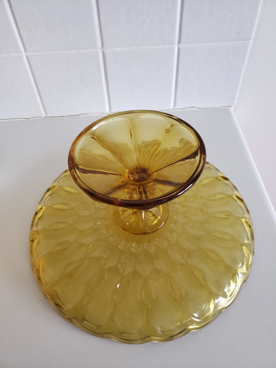 2pc.Amber Glass Pedestal Bowl and Plate - photo 5