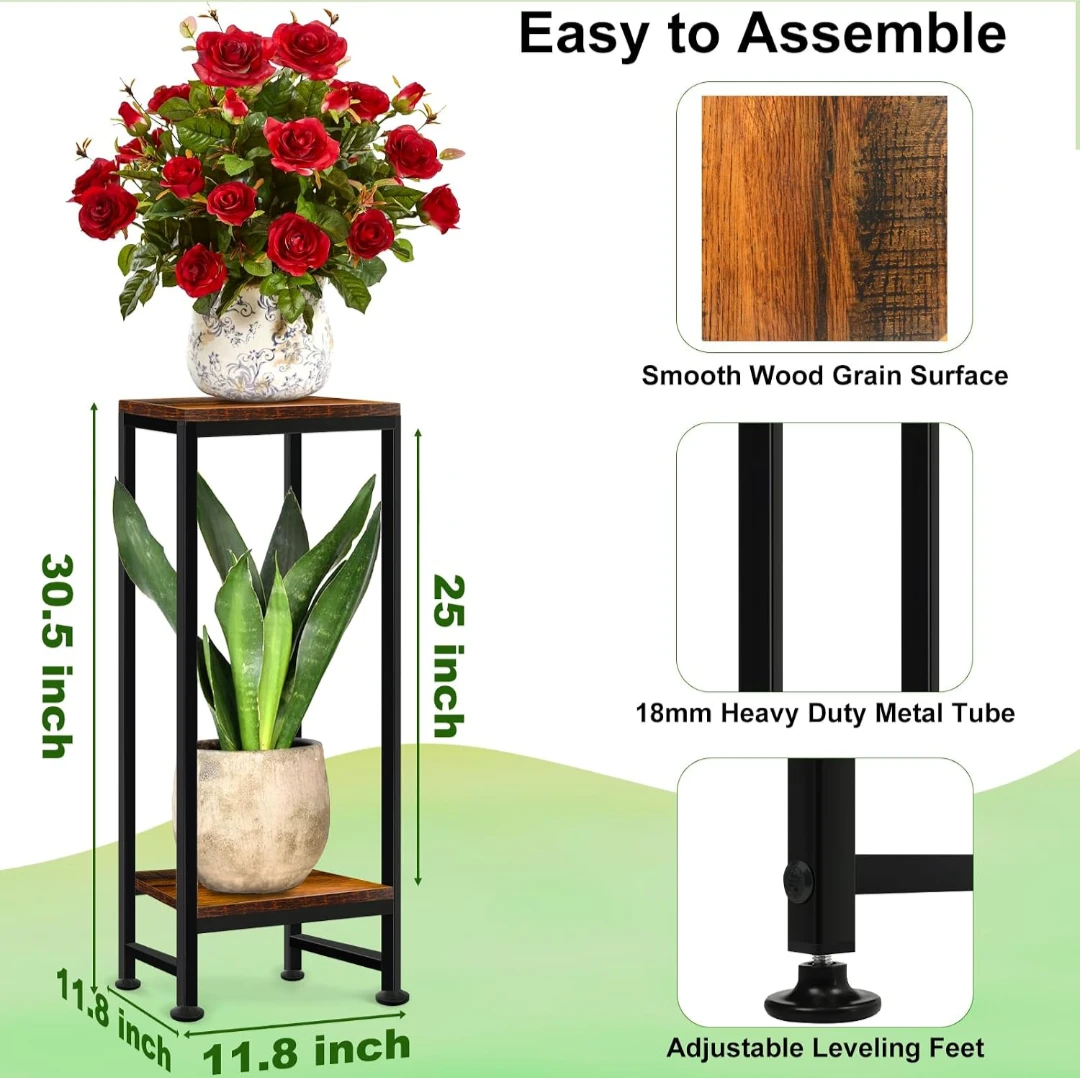 Rustic Metal and Wood Plant Stand - photo 4