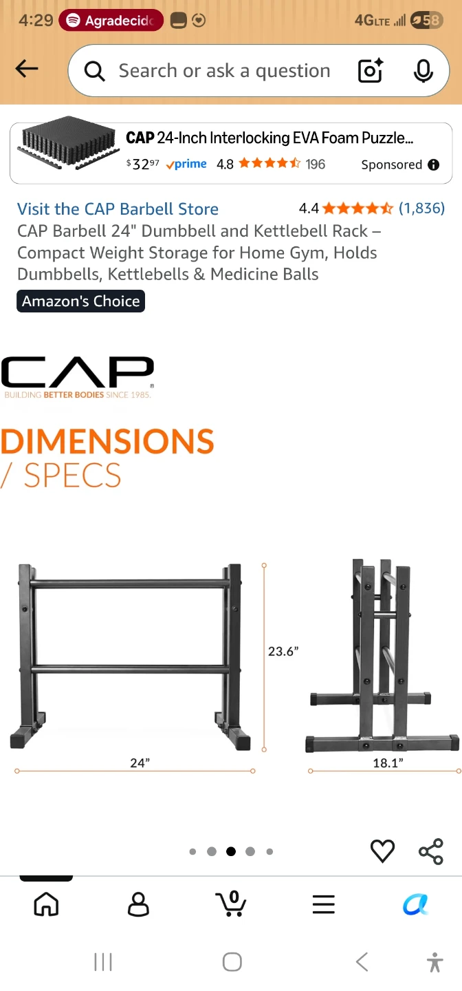 CAP Barbell 24-Inch Dumbbell and Kettlebell Storage Rack