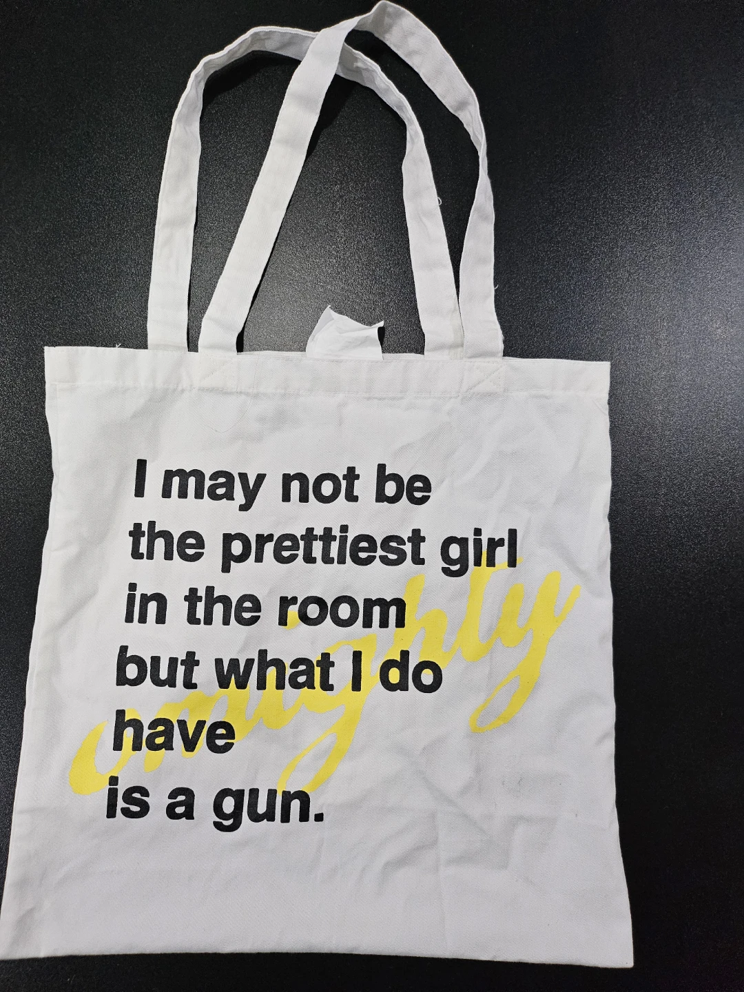 White Tote Bag with Graphic Print