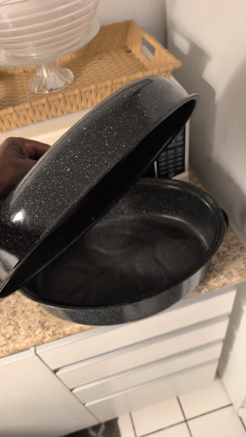 Large Black Speckled Enamel Roasting Pan - photo 2