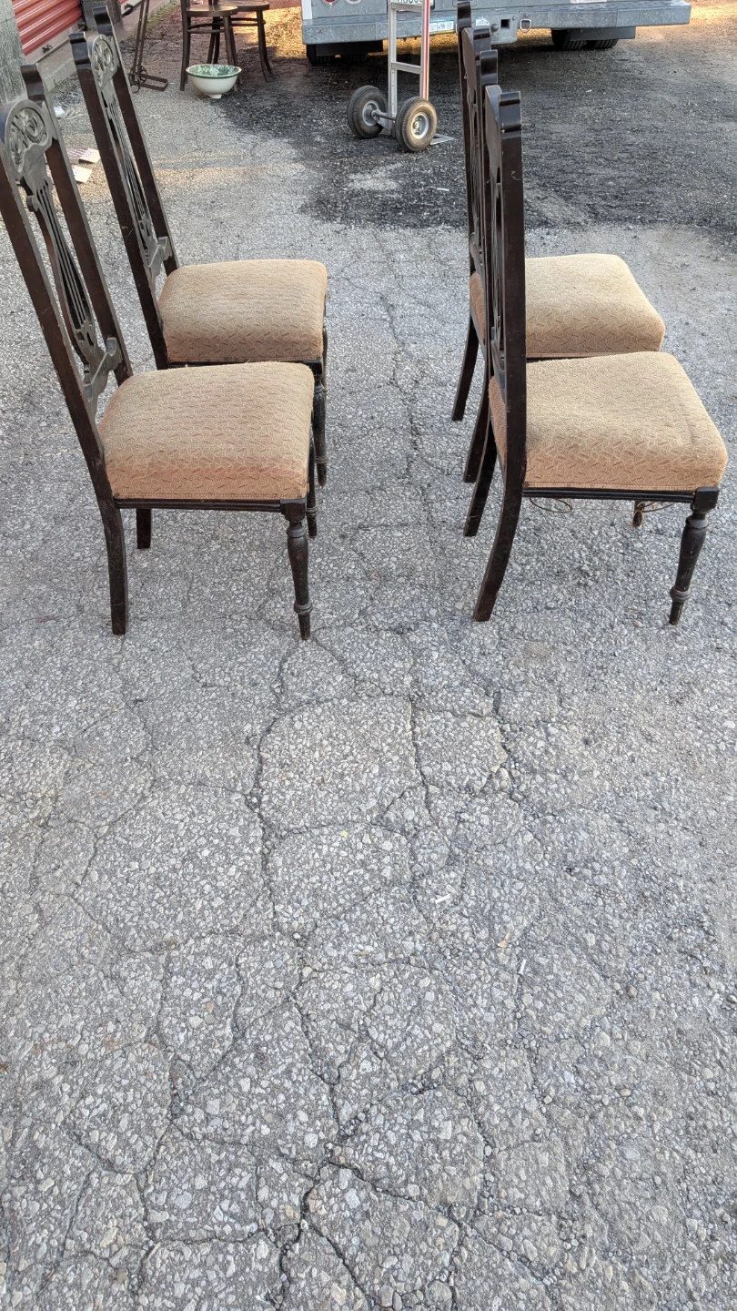 Set of 4 Antique Lyre Back Dining Chairs - photo 4