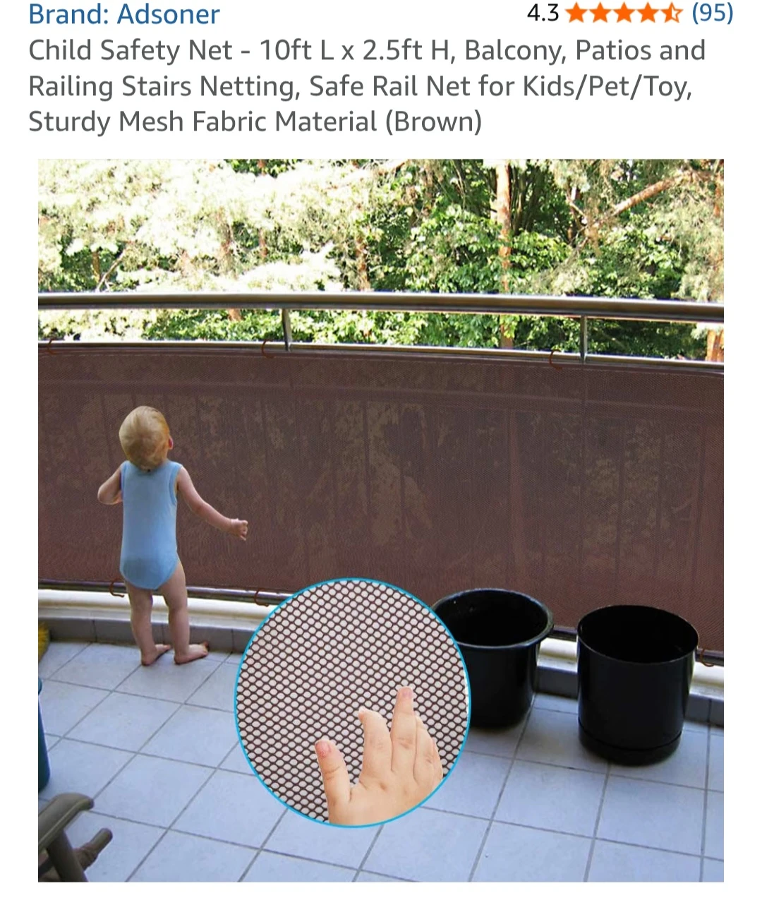 Adsoner Child Safety Rail Netting Brown - photo 3