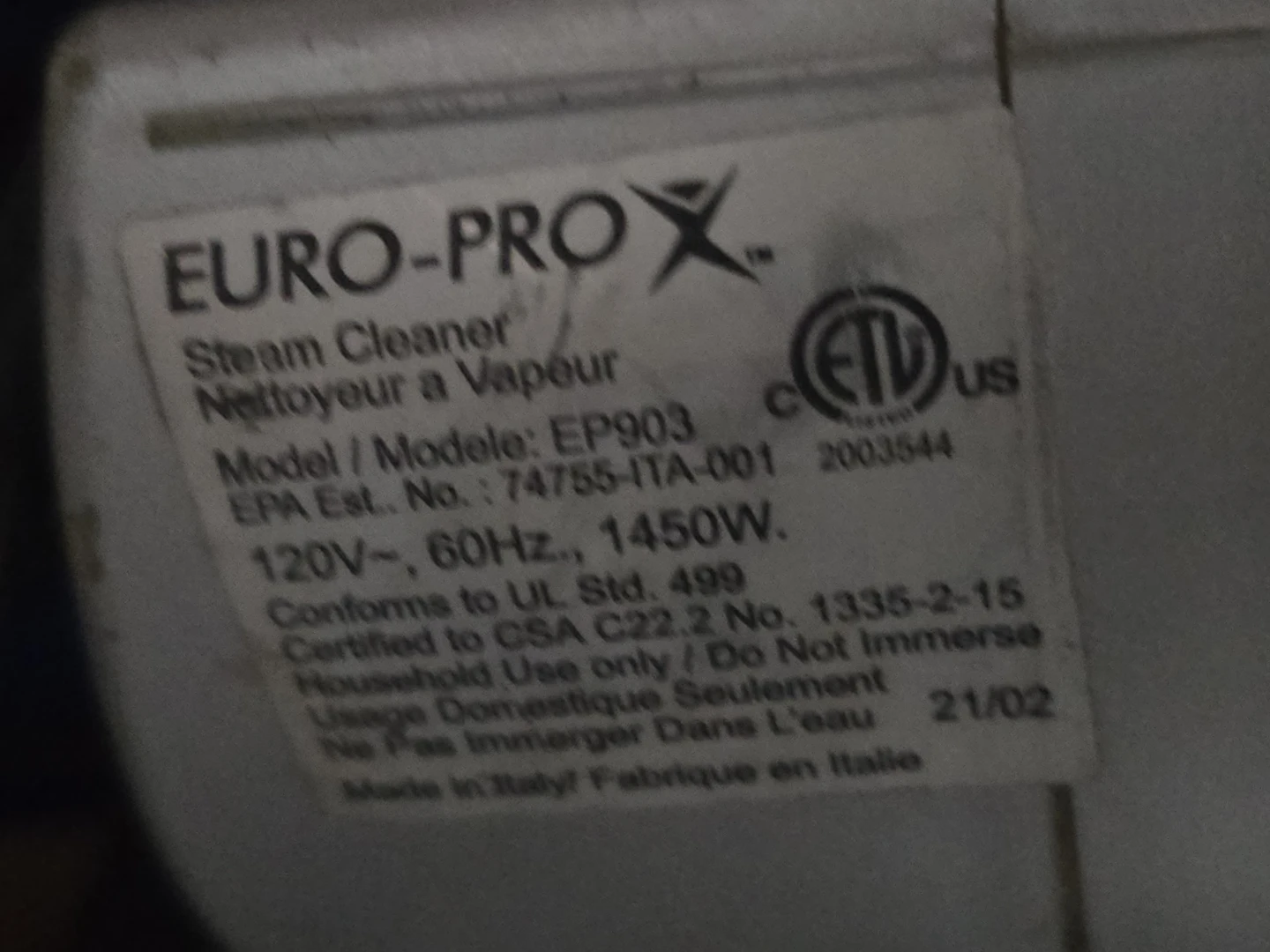 Euro-Pro SteamShark EP903 Steam Cleaner - photo 5