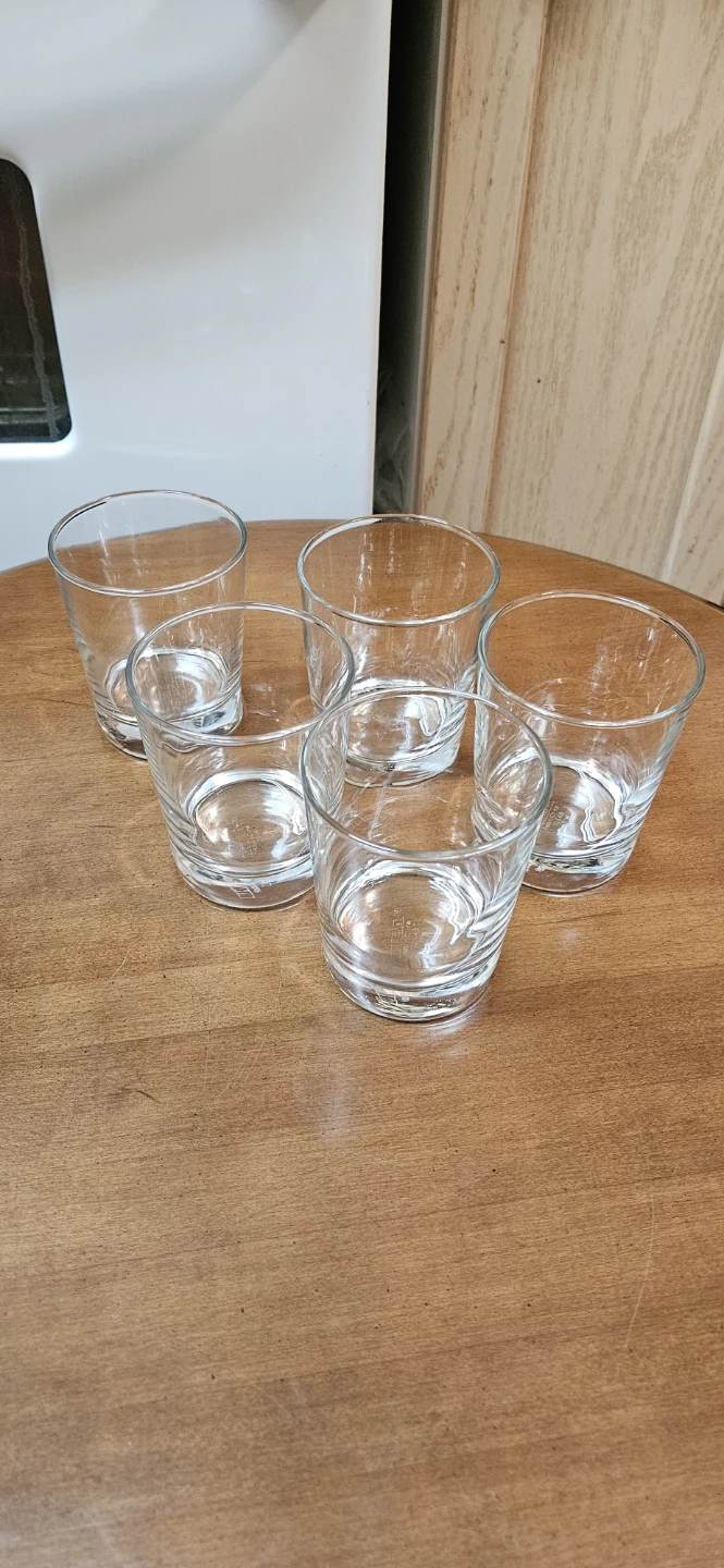 Set of 5 Clear Drinking Glasses