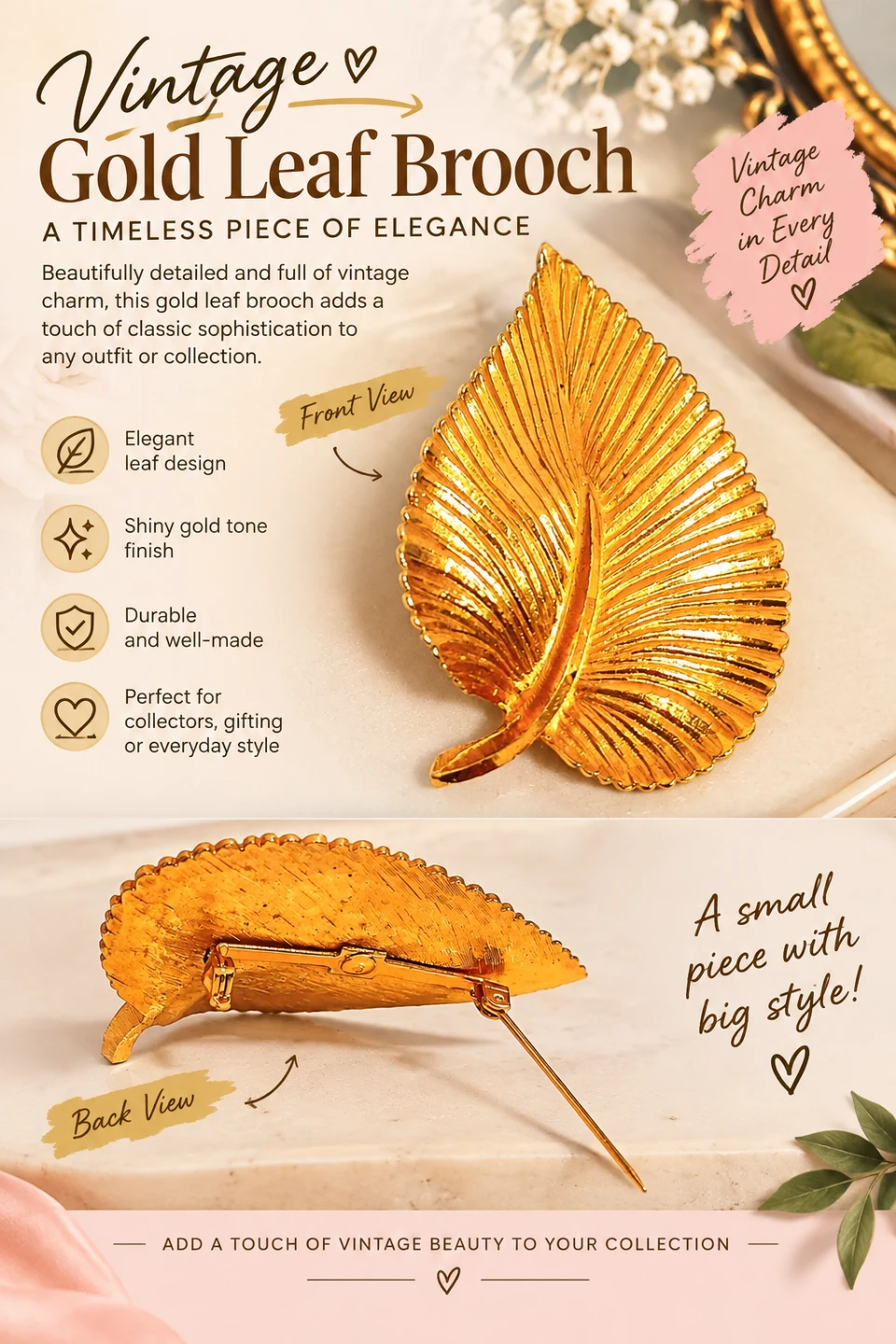 🍃Elegant Gold Leaf Brooch🍃