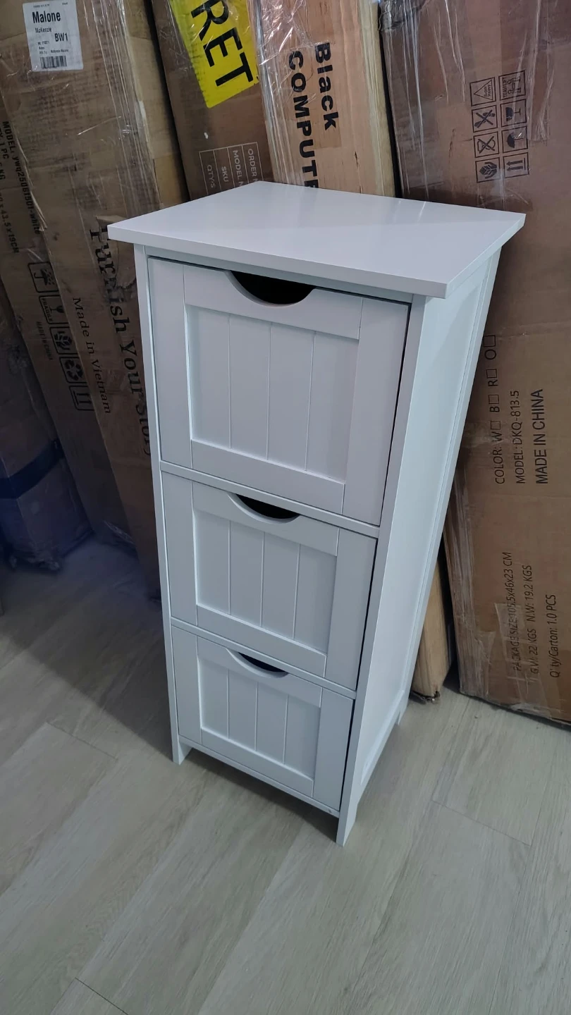 VASAGLE White 3-Drawer Bathroom Cabinet - photo 3