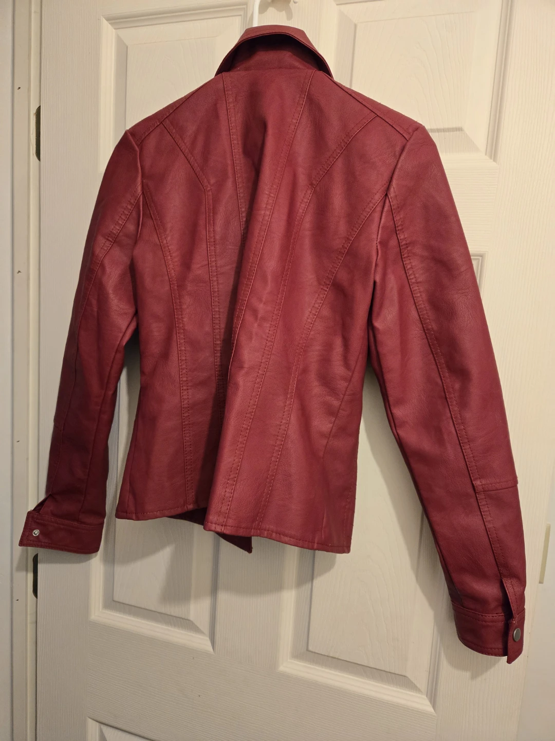 🥕🎃   Baccini Red Faux Leather Jacket Small - photo 2