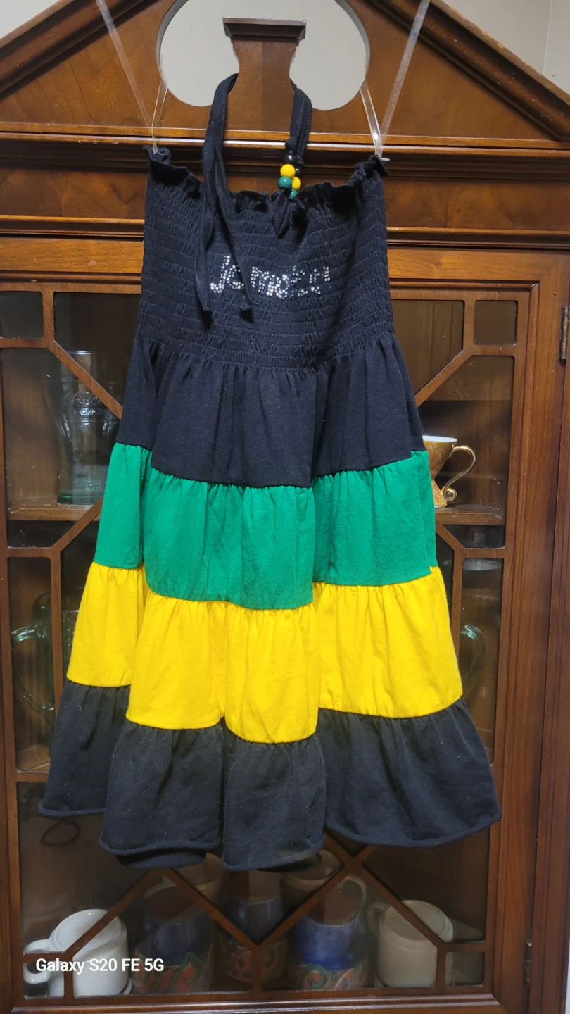 Jamaica Rasta Tiered Halter Dress