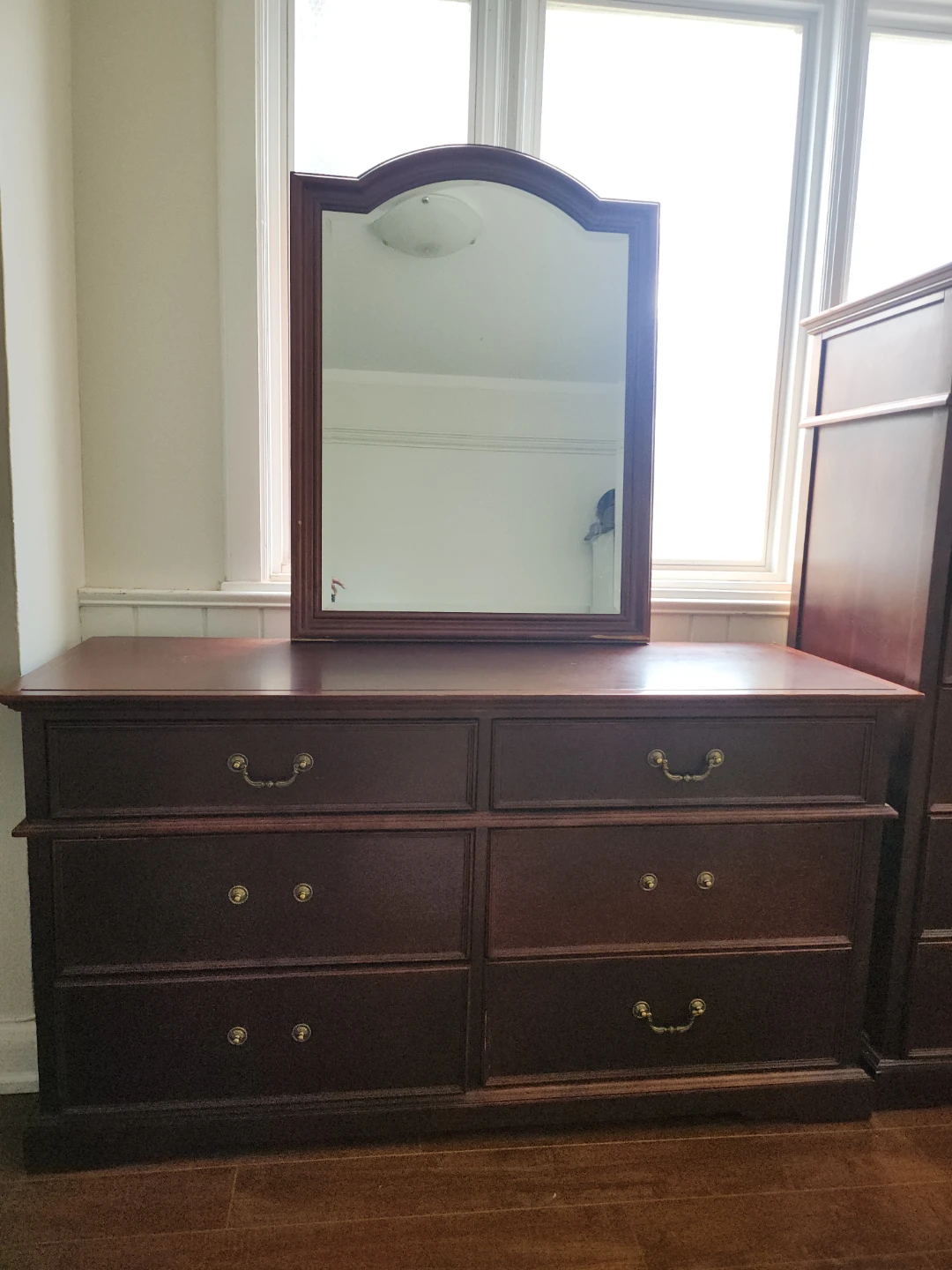 Solid Dark Wood Dresser Set (Dresser with Mirror + Tall Chest) - photo 3