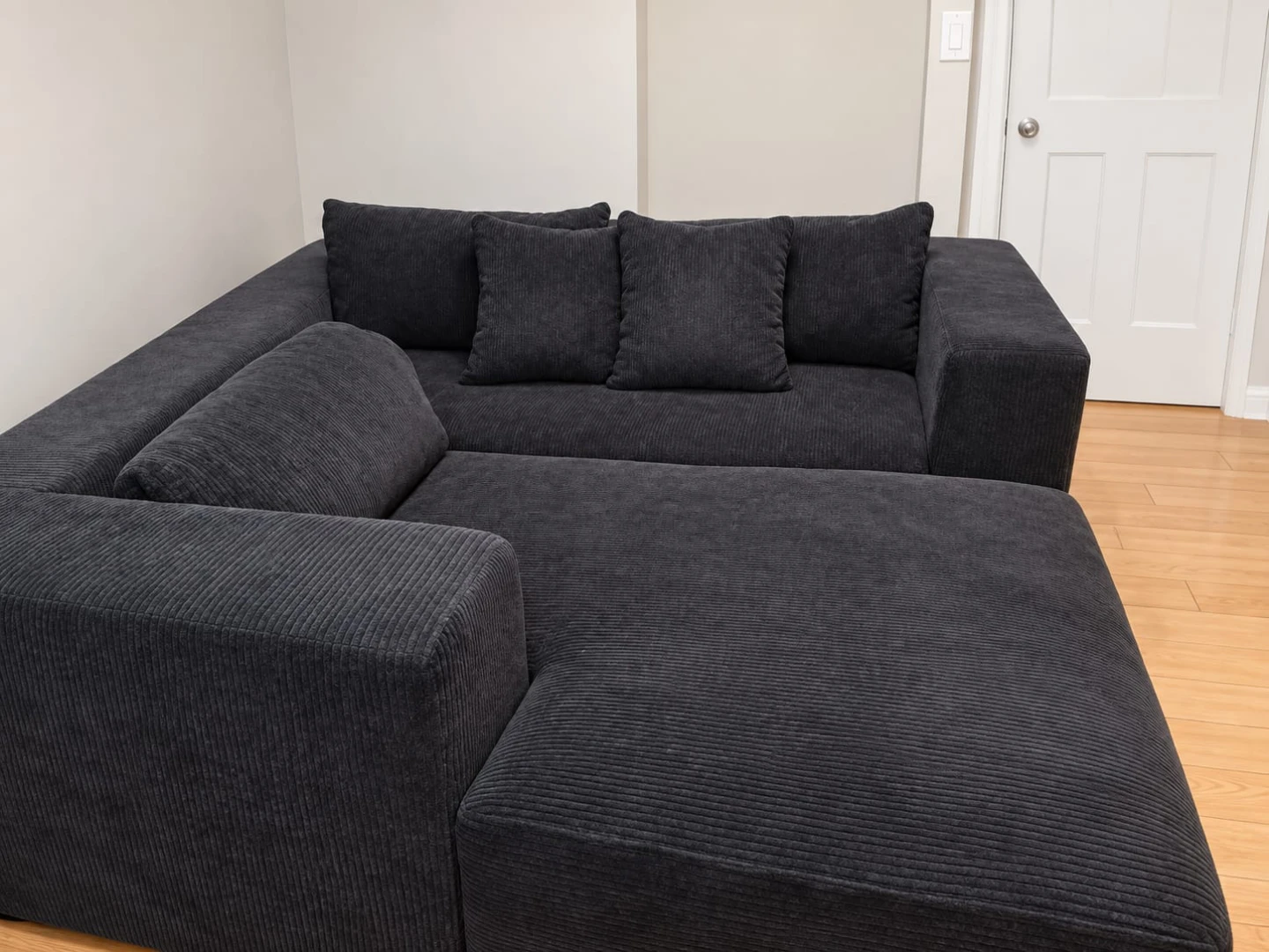 Dark Grey Corduroy Sectional Sofa