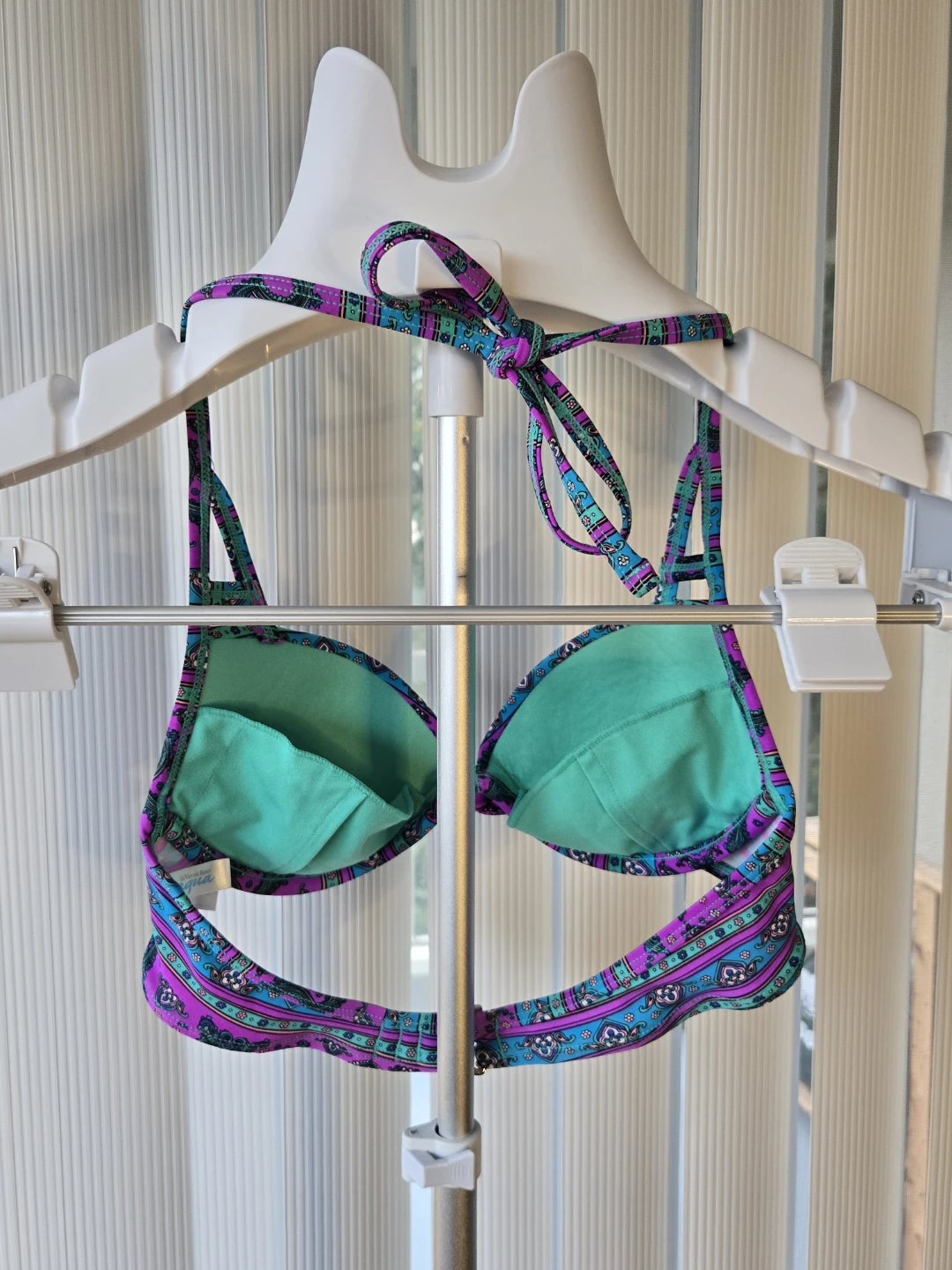 La Vie en Rose Aqua Halter Bikini Top - Size XS - photo 2