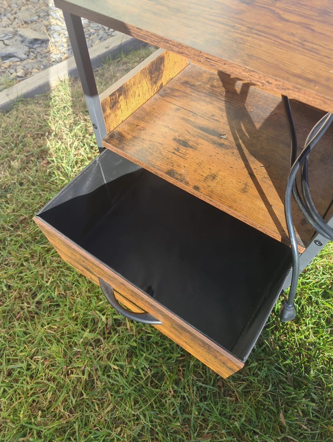 Rustic Bedside Table with Power Outlets - photo 3