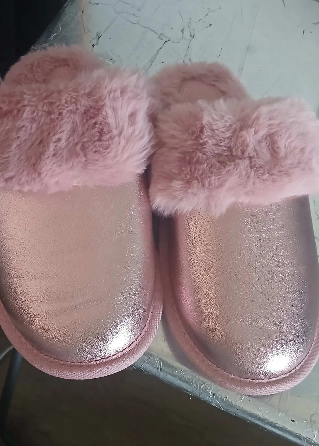 Cat & Jack Pink Faux Fur Slippers