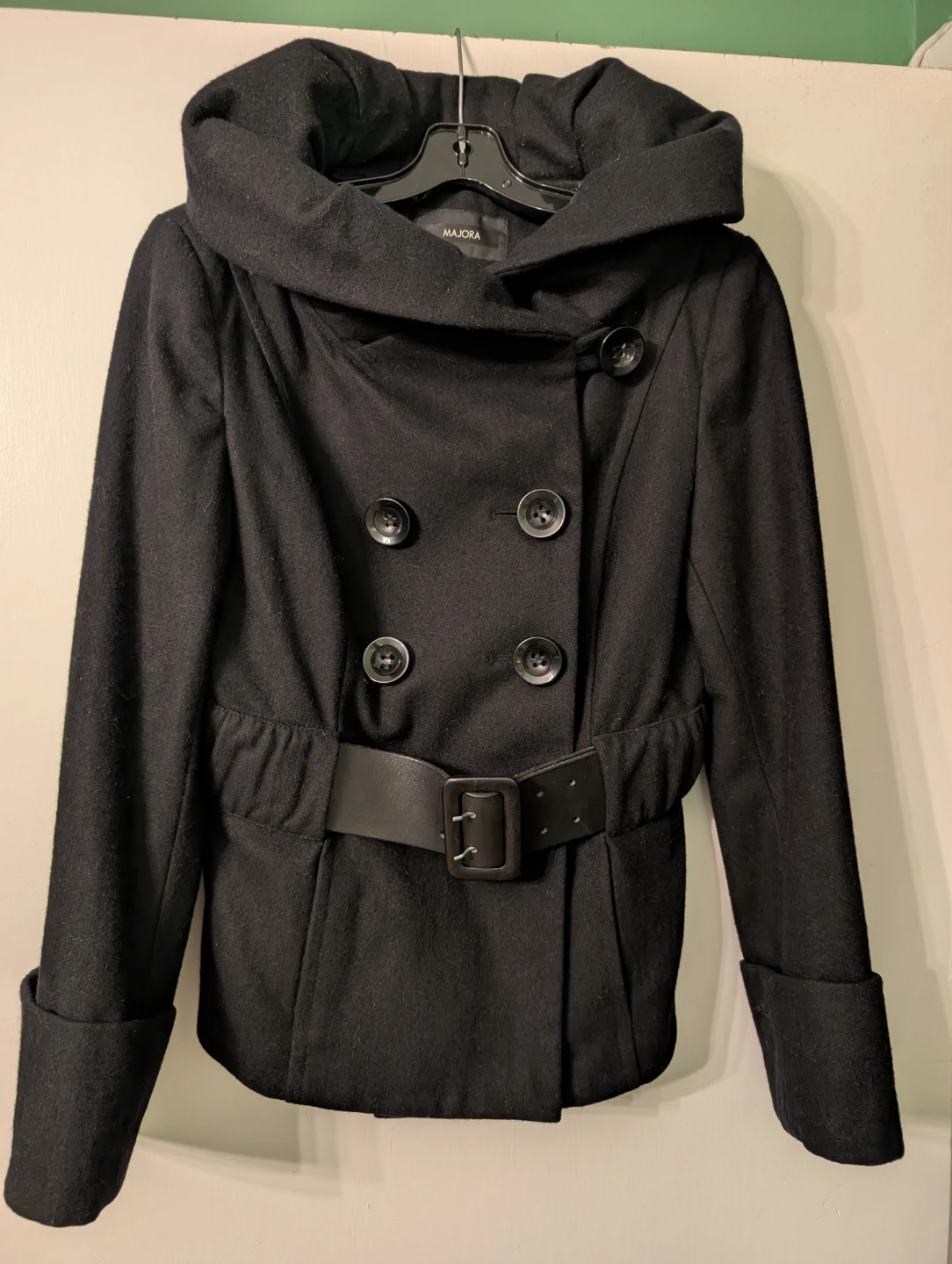 Y2K Black Double-Breasted Wool Blend Peacoat - photo 2
