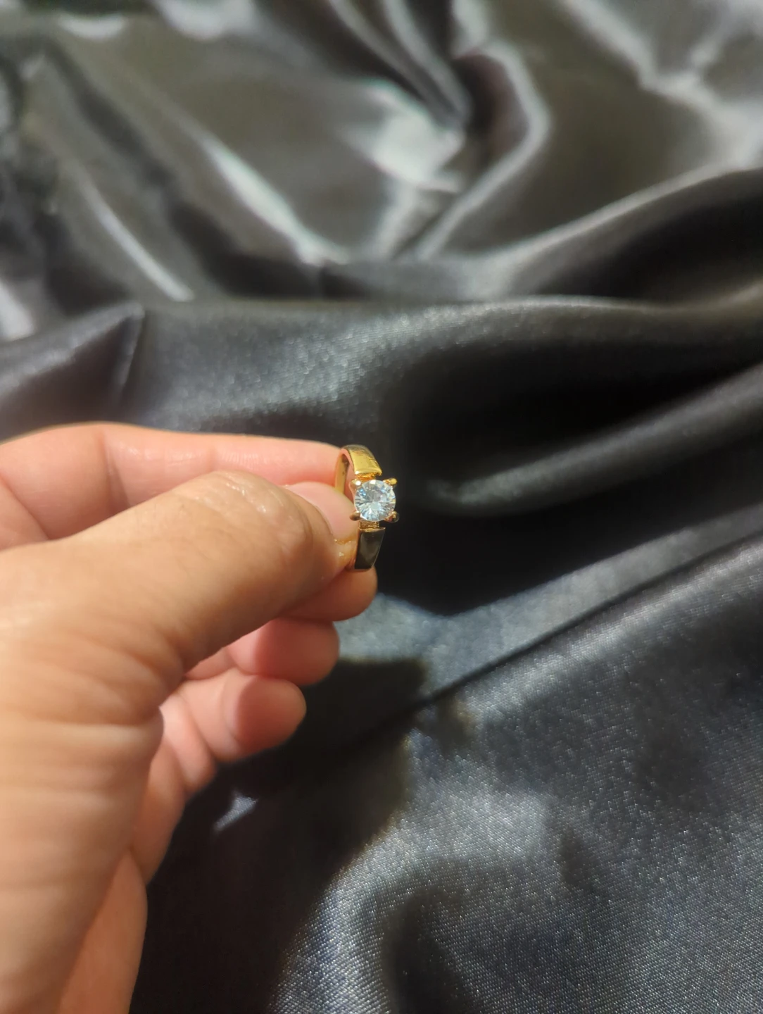 Gold-tone solitaire ring