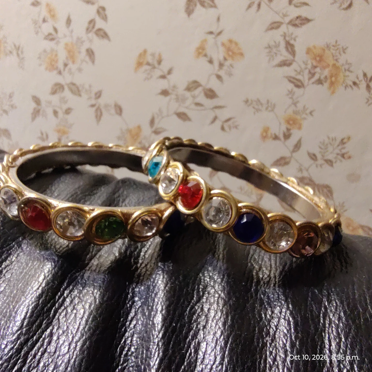Two multi-coloured stone bangles - photo 2