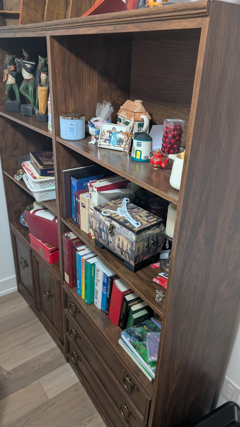 Dark Wood Bookshelf with Bottom Drawers - photo 4