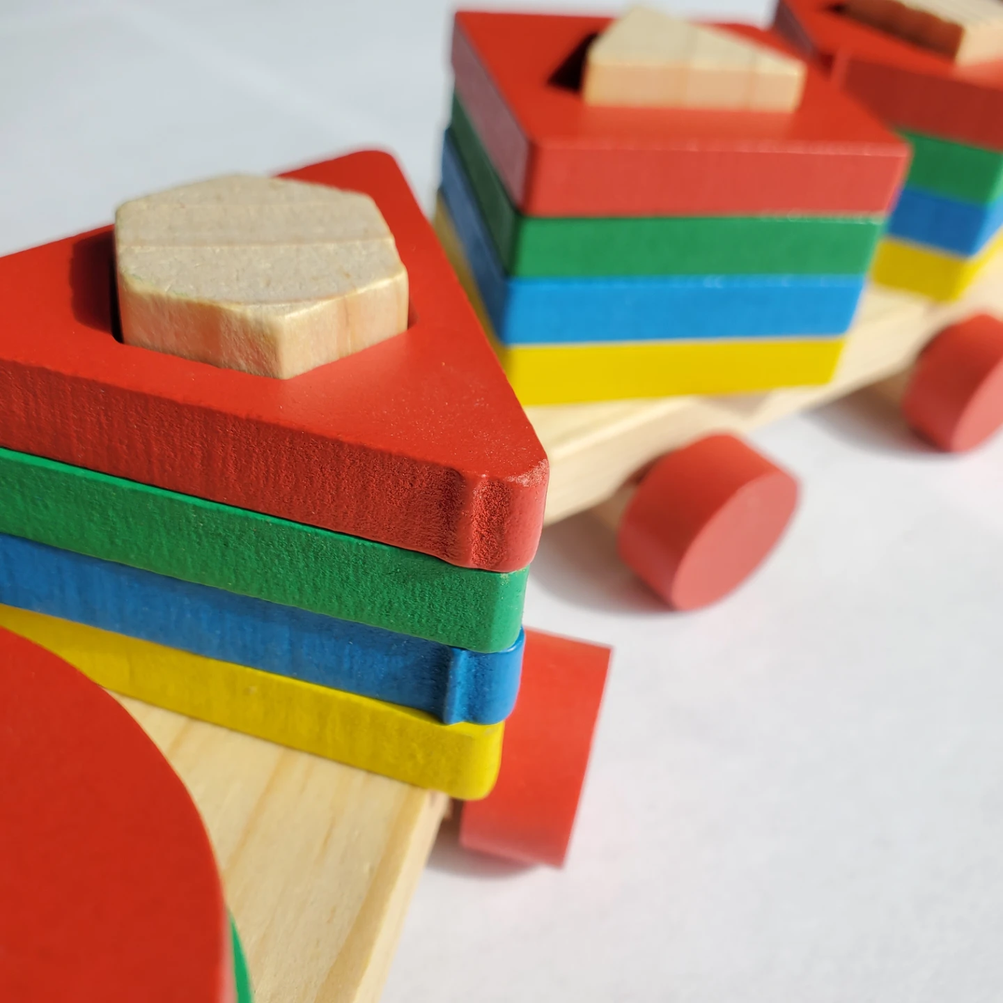 New - Shape Sorter Train Wooden Pull Toy - photo 4