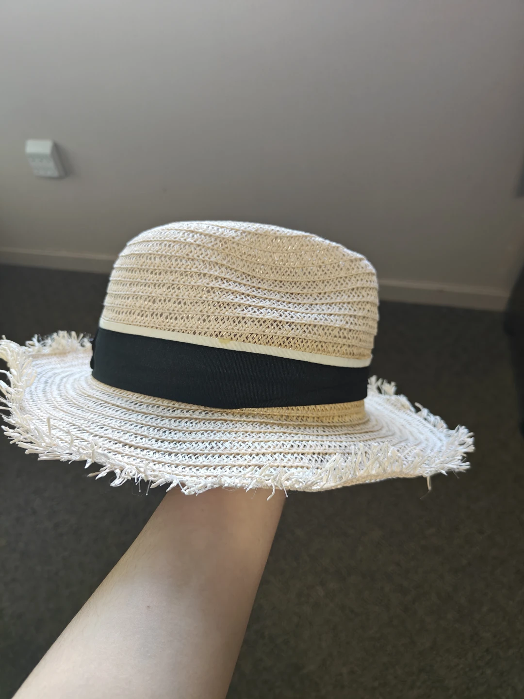 Straw Fedora with Frayed Brim - photo 2