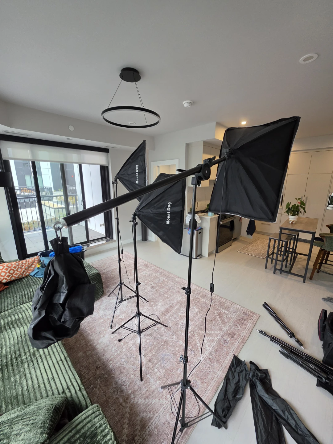 MOUNT DOG 3 Softbox Studio Lights + Stands & Boom Arm - photo 2
