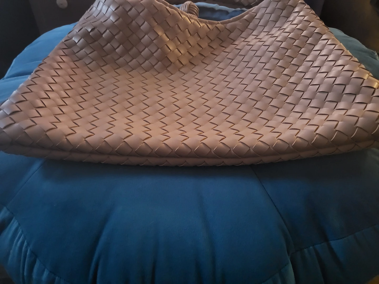 Beige Woven Shoulder Bag
