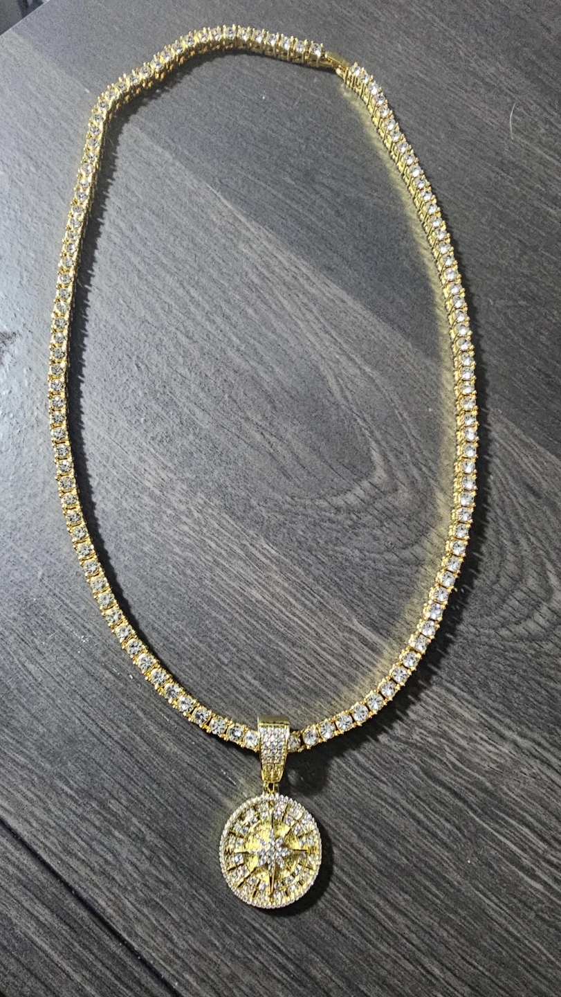 Iced Out Compass Pendant Tennis Chain - photo 3