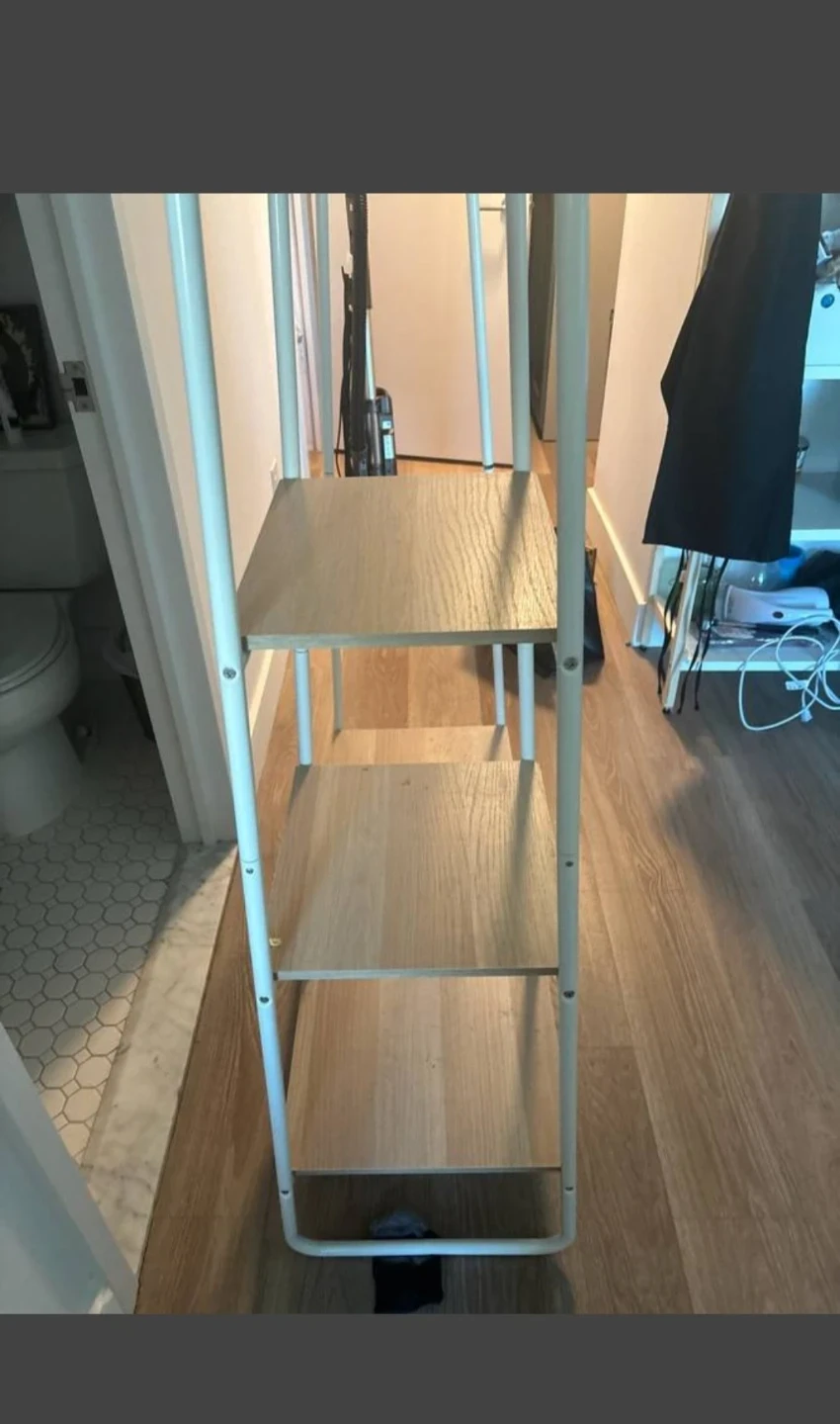 White Metal Clothing Rack with Shelves - photo 2