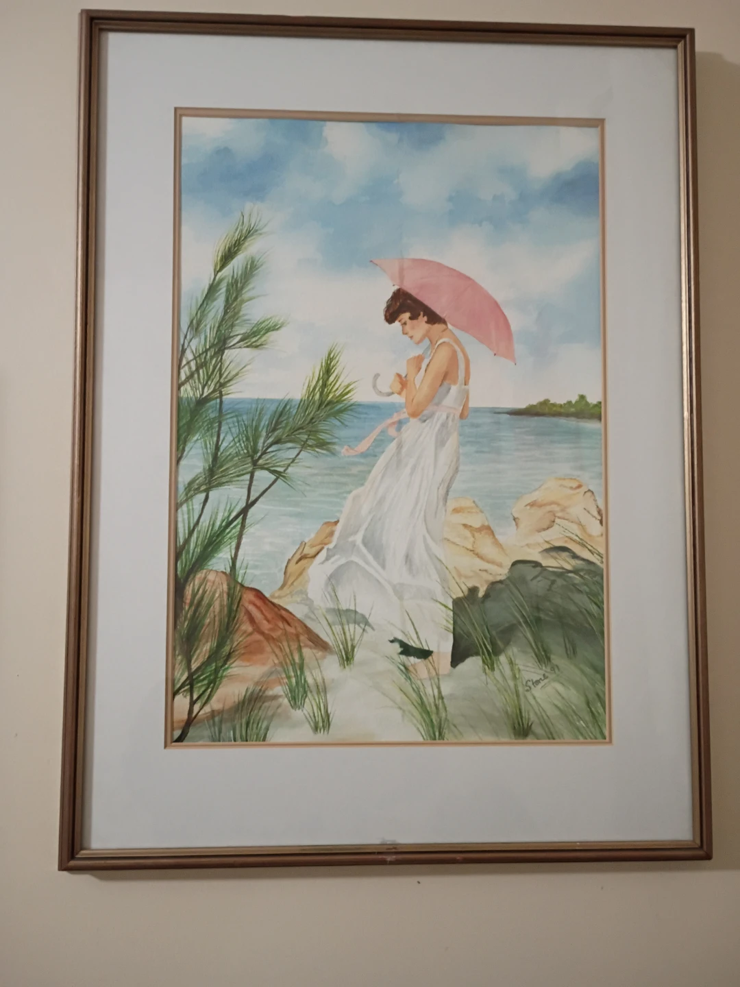 Vintage Framed Watercolor Painting