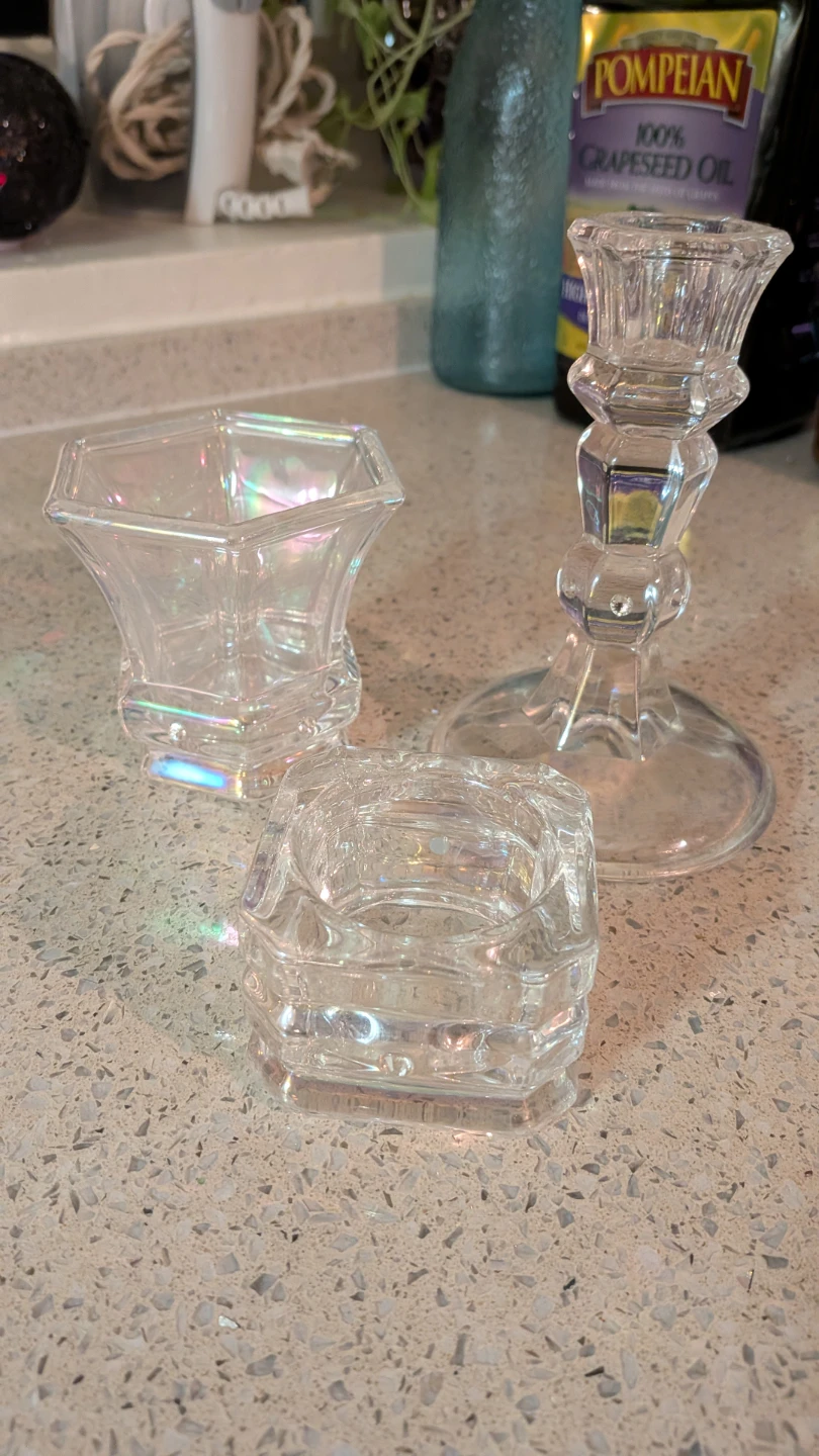 Set of 3 Glass Candle Holders