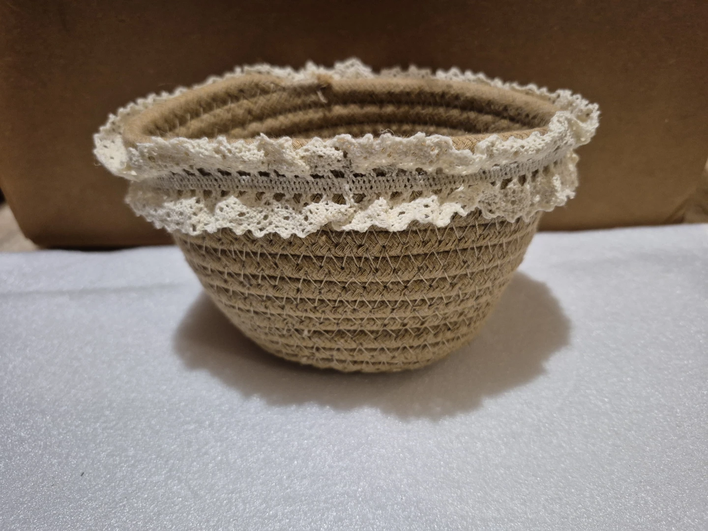 Small Rope Basket with Lace Trim (Skokie)