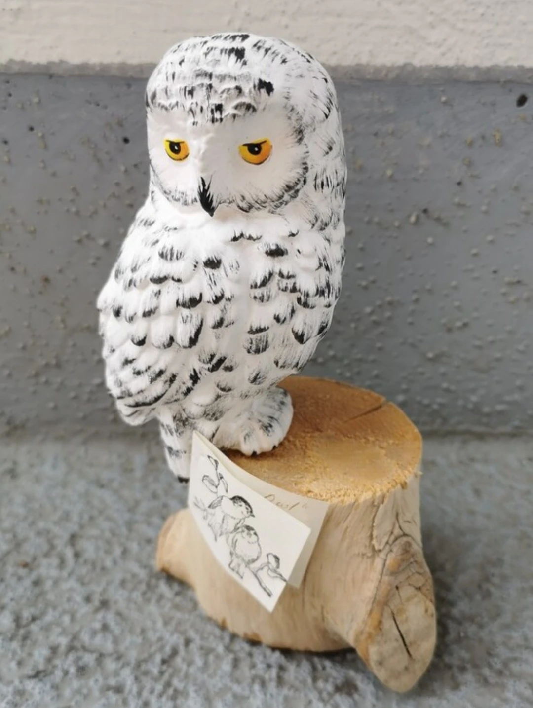 Vintage Handcarved Wooden Snowy Owl Folk Art Figurine - photo 2