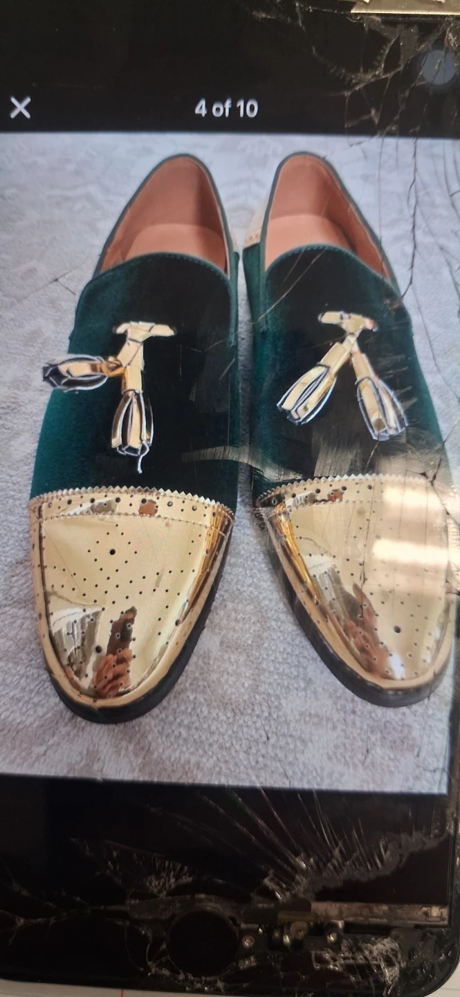Elanroman Velvet Loafers with Gold Toe Cap - photo 4