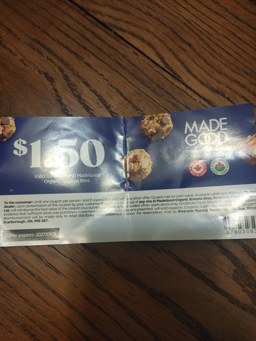 MadeGood Organic Granola Bites $1.50 Coupon #free