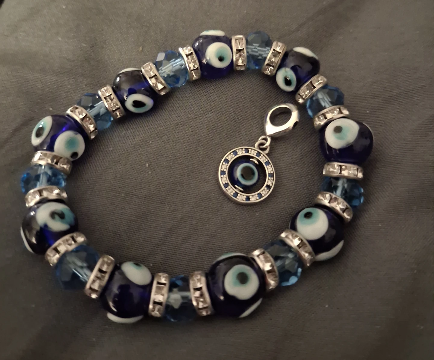 Evil Eye Charm Bracelet with Matching Pendant