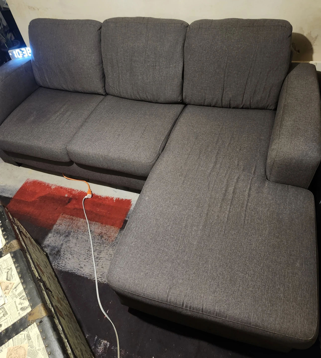 Dark Grey Sectional Sofa with Reversible Chaise - photo 2