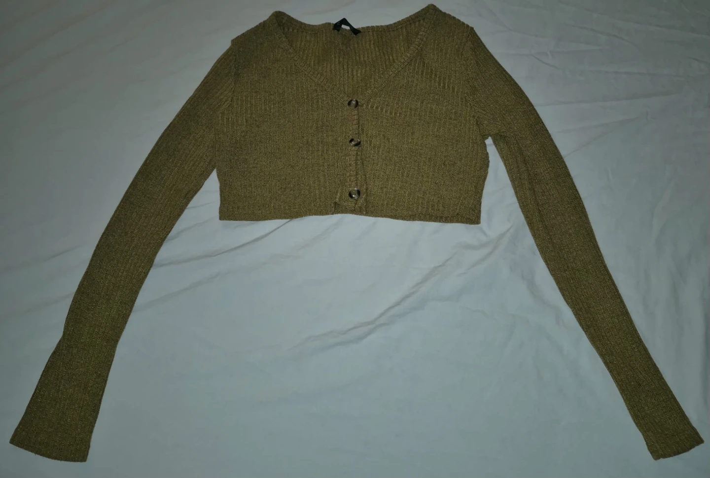 Shein Copper Ribbed Cropped Cardigan