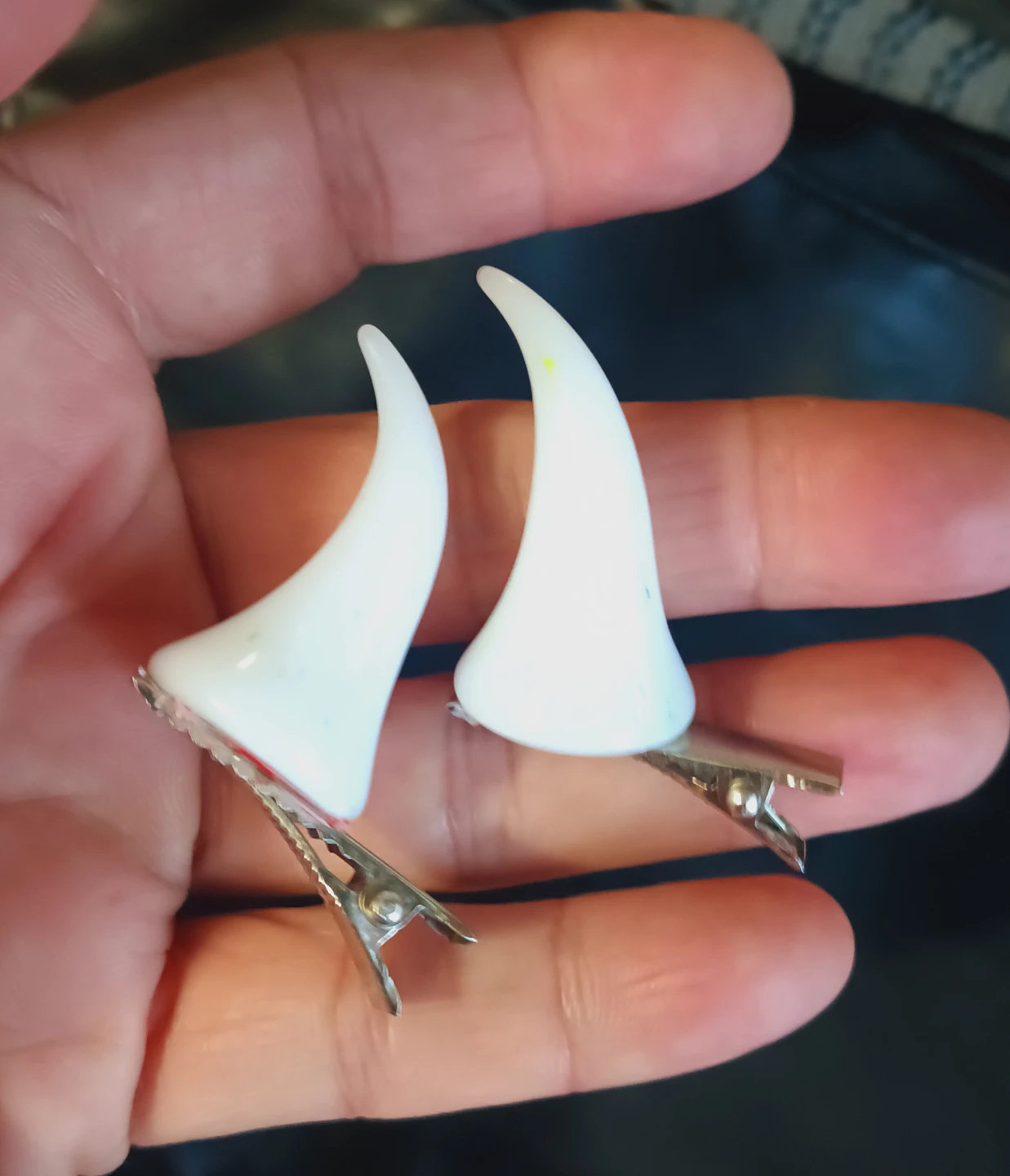 White Devil Horn Hair Clips - photo 3
