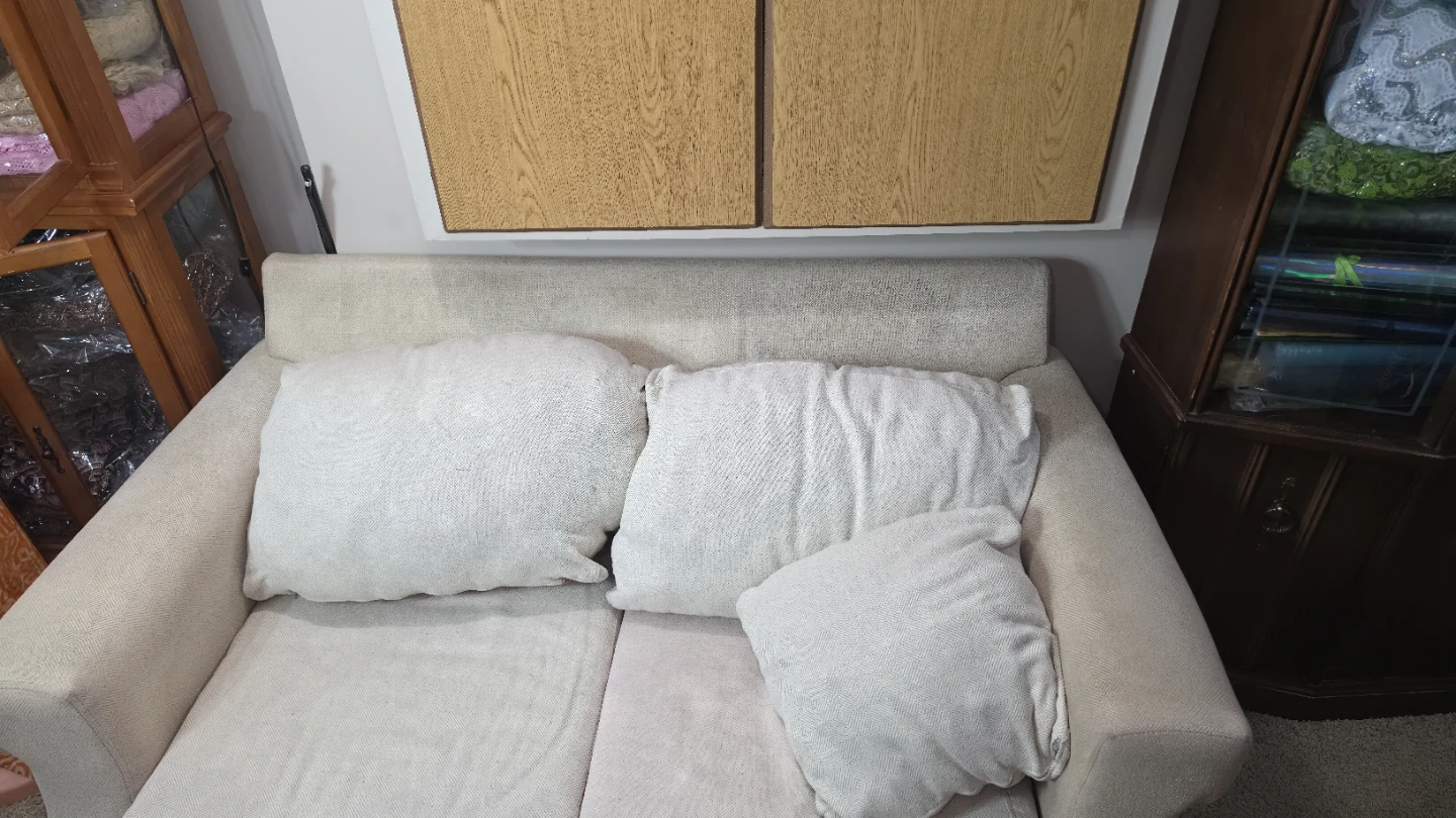 Cream Loveseat with Three Cushions - photo 3