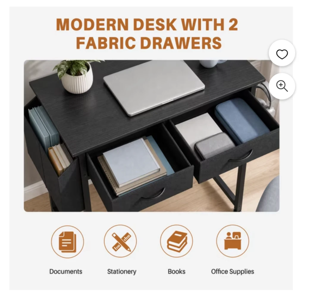 Desk with Fabric Drawers and Storage - photo 5