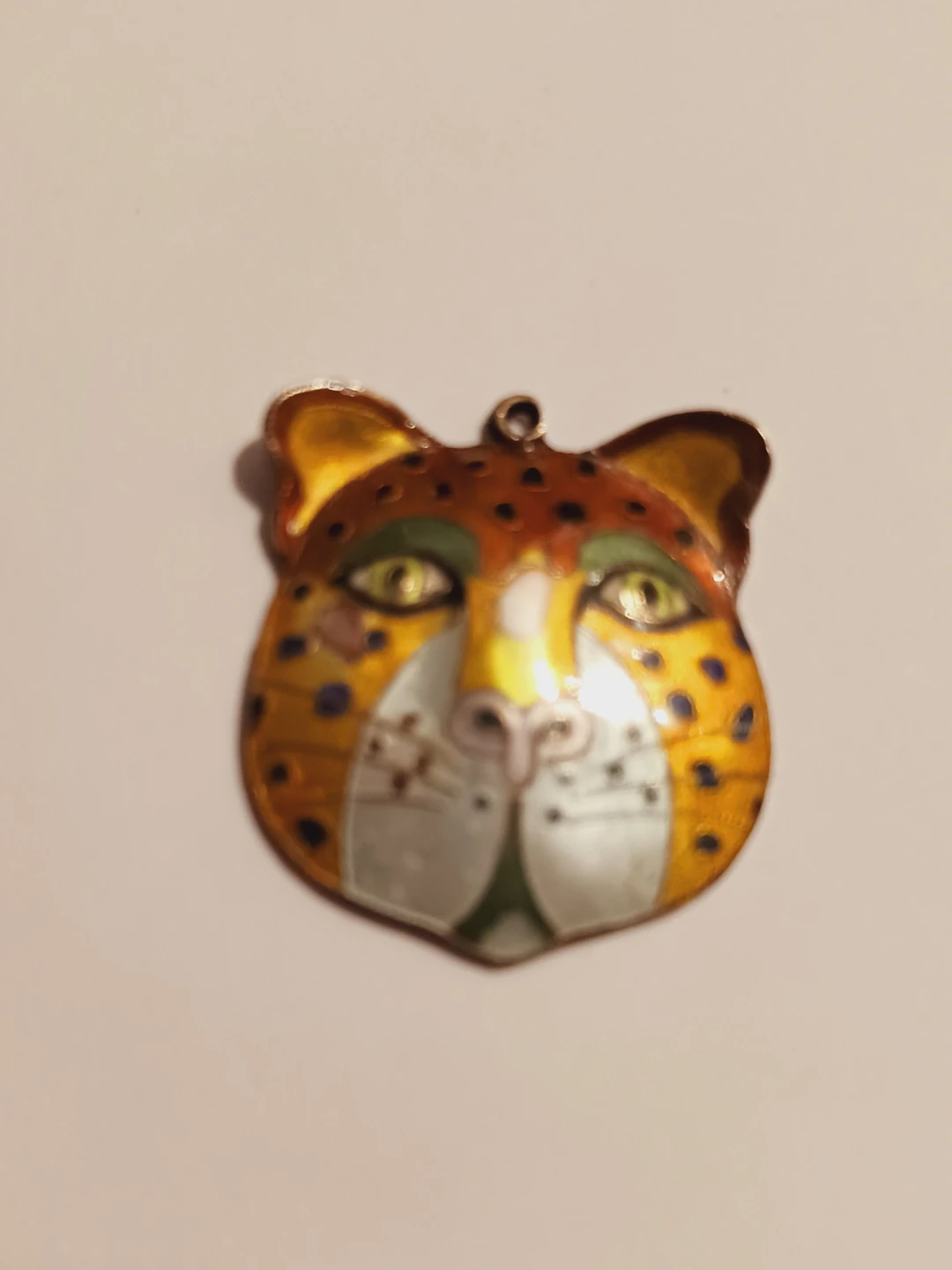 Collectible Vintage Sterling Silver 925 Enamel Leopard Pendant - photo 2