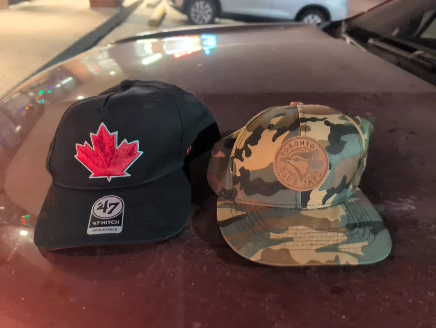 Two Baseball Caps: '47 Hitch and Blue Jays Camo